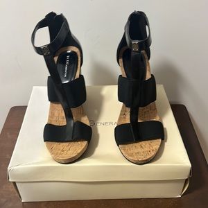 BCBGeneration Black Wedge Sandal. NWT, Size 11